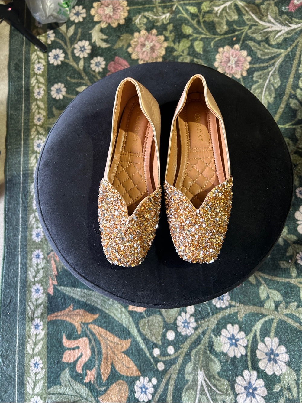 Badgley Mischka Gold Crystal-Embellished Loafers